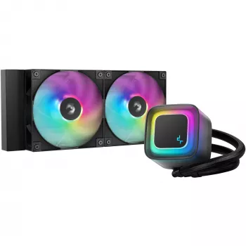 Vandens aušintuvas DeepCool LE240 V2 240mm, 2x120mm ventiliatoriai, hidraulinis guolis, AM5 palaikymas, 41 cm vamzdeliai, Juoda