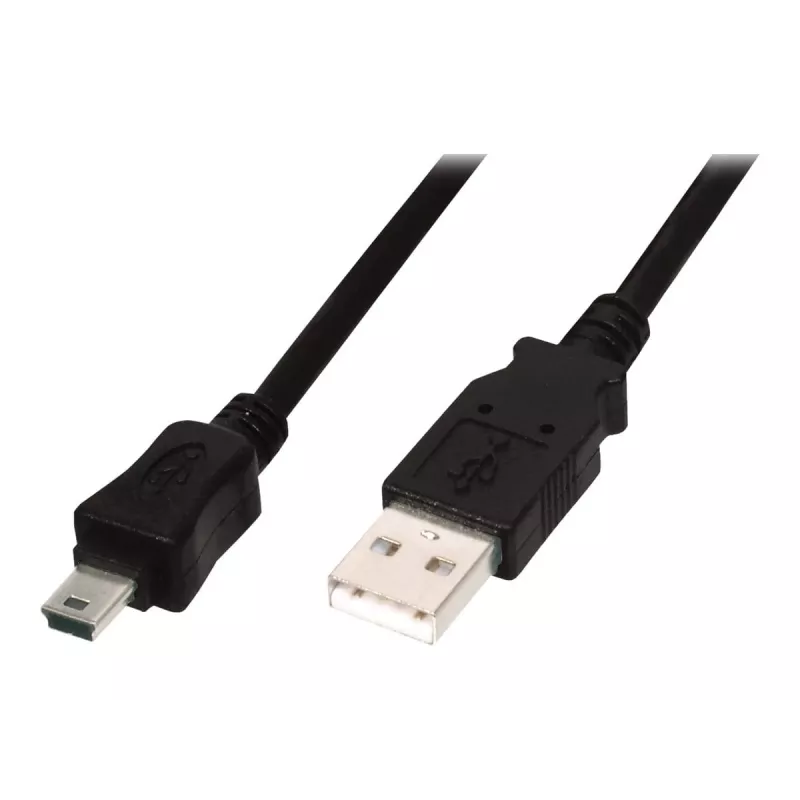Digitus ASSMANN USB laidas, USB A (vyriškas) – Mini USB B (vyriškas), 1 m, juodas (AK-300108-010-S)