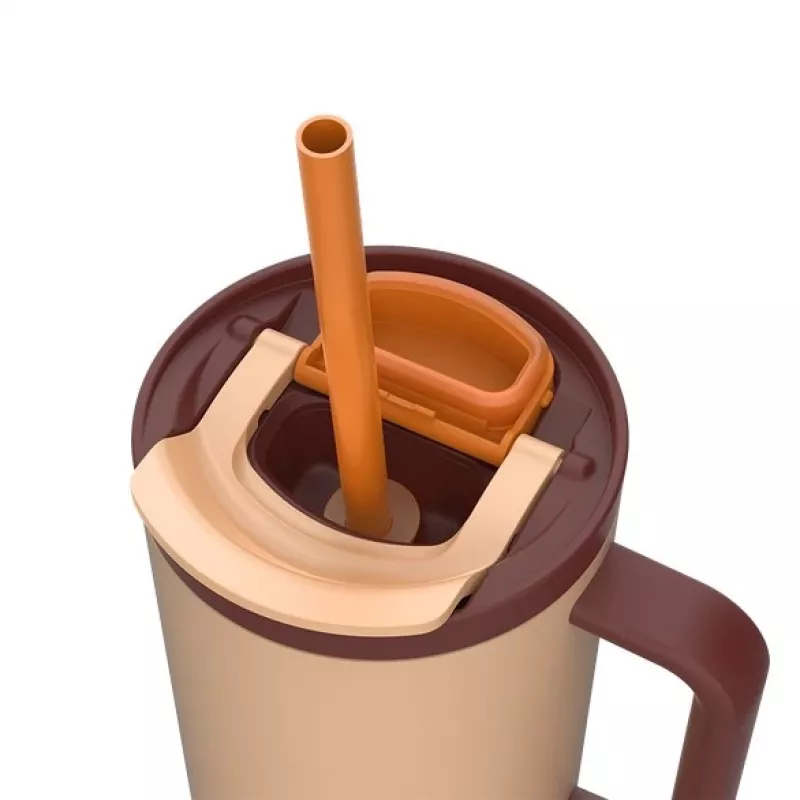 Terminis puodelis su teleskopiniu šiaudeliu Kambukka Rio Tumbler 950ml Almond Dream