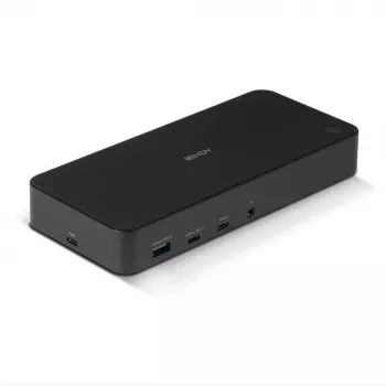 Lindy DST-Pro Universal belaidė stotelė nešiojamiesiems kompiuteriams, USB-C ir USB-A hibridinė, 4K HDMI, 2x4K (DP arba HDMI)