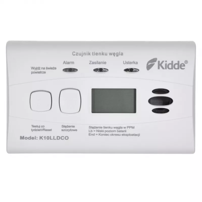 Anglies monoksido detektorius KIDDE K10LLDCO su LCD ekranu ir 10 metų baterija