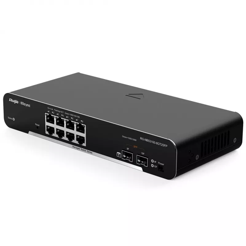 Ruijie Networks RG-NBS3100-8GT2SFP tinklo jungiklis Valdomas L2 Gigabit Ethernet (10/100/1000) Juodas