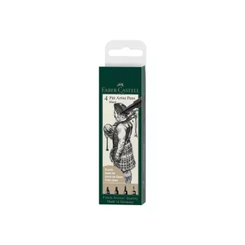 Faber-Castell Pitt Artist Pen FC-167153, juodas, 4 vnt.