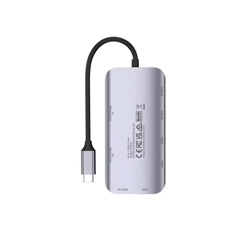 USB-C Hub Unitek D1122A01 su 2x HDMI 4K ir 100W maitinimo tiekimu
