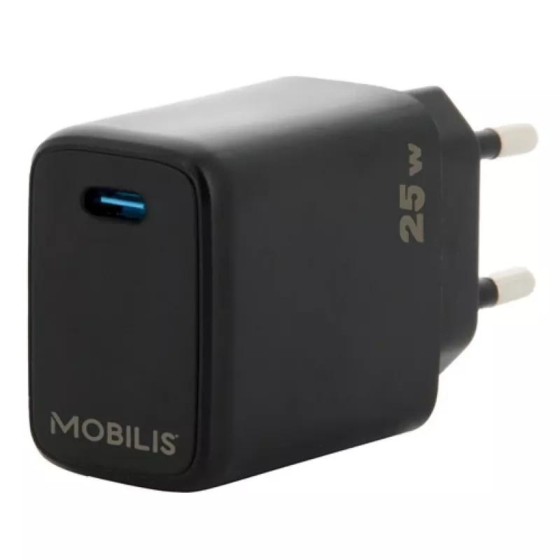 Mobilis 001380 universalus juodos spalvos greitasis AC įkroviklis su USB-C prievadu