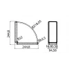 Faber Curve CRO 90 ortakio alkūnė 90°, 220 x 90 mm stačiakampiam ortakiui
