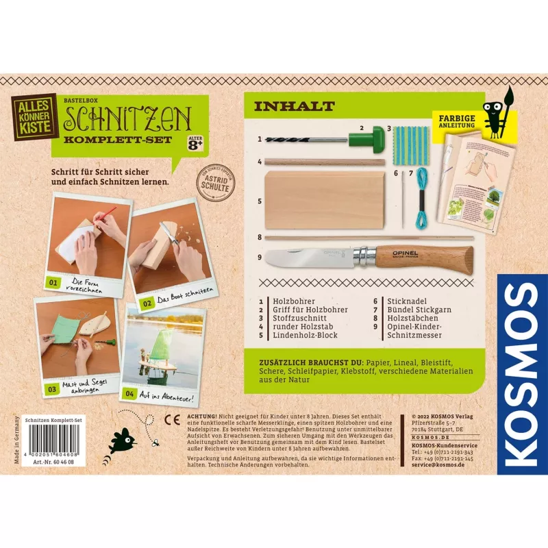 Kosmos Schnitzen Komplett-Set – eksperimentų rinkinys, 8 metų, įvairiaspalvis