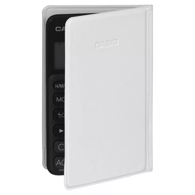 Pagrindinis skaičiuotuvas CASIO SL-310UC-BK – 10 skaitmenų, baterija/saulė, mokesčių ir pelno funkcijos, kišeninis dydis (70×118×8.4 mm), juodas