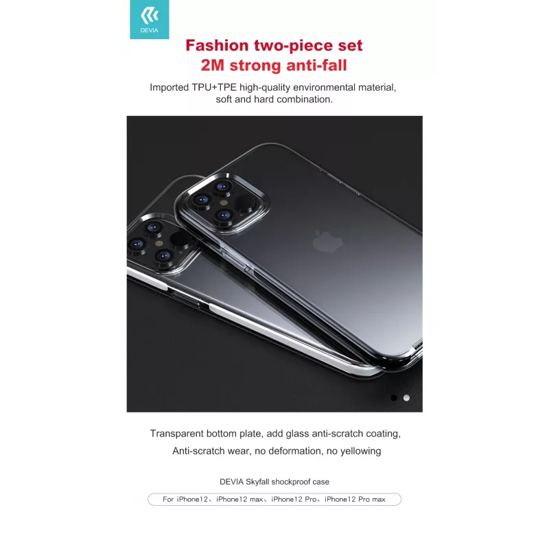 Apsauginis dėklas Devia Skyfall iPhone 12 Pro Max, baltas