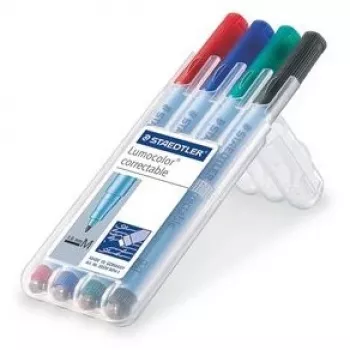 Markeriai Staedtler Lumocolor correctable 305, 4 vnt. (juoda, mėlyna, žalia, raudona)