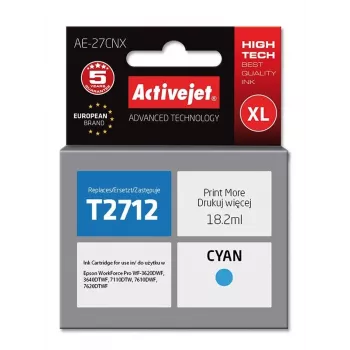 Activejet AE-27CNX rašalas (Epson 27XL T2712 atitikmuo; Supreme; 18 ml; žydra)