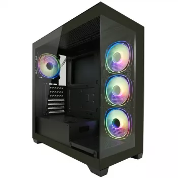 LC-Power korpusas MidiTower 715B juodas USB 3.2 / Audio be maitinimo šaltinio SEAMLESS_X (LC-715B-ON)