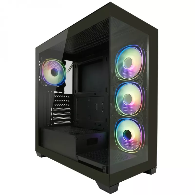 LC-Power korpusas MidiTower 715B juodas USB 3.2 / Audio be maitinimo šaltinio SEAMLESS_X (LC-715B-ON)