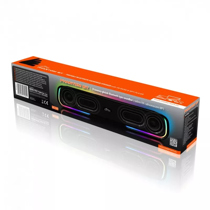 Garsiakalbių juosta MEDIA-TECH Phantom MT3180 450W RMS, 80W baterija, Bluetooth, laidinis ir belaidis, juoda