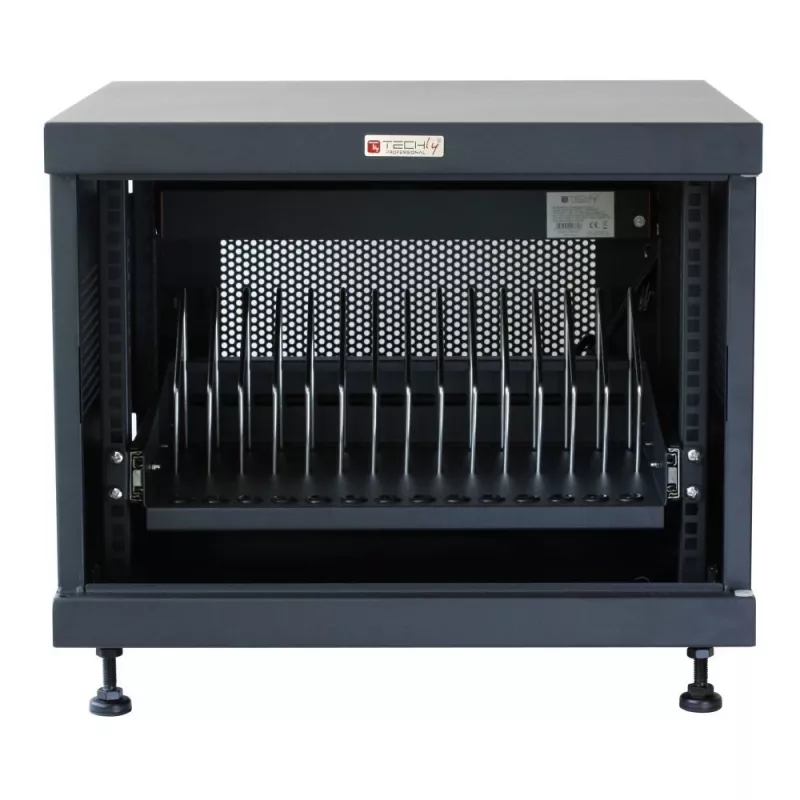 Stovo lentyna TECHLY 367652 kabelių tvarkyklė su 3M lipnia juosta, plieninė, 550×550×410 mm, juoda
