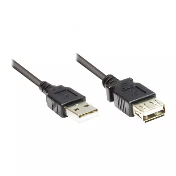 Prailginimo laidas USB 2.0 Kištukas A į Lizdą A, juodas, 15cm, Good Connections® (2511-OF01S)