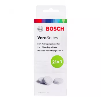 Valymo tabletės Bosch TCZ8001A – baltos, pakuotė 10 vnt., kavos aparatų priežiūrai
