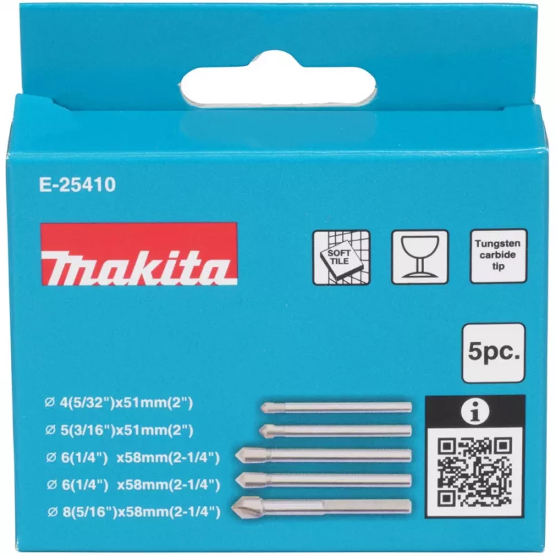 Gręžtų rinkinys stiklui ir plytelėms Makita E-25410, 5 vnt.