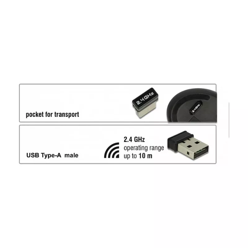 Pelė DeLOCK 12528 RF belaidė vertikali optinė 1000 DPI