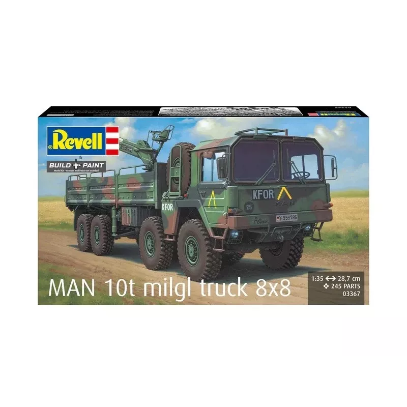 Plastikinis modelis REVELL Man 10T Milgl 8x8 sunkvežimis 1/35 masteliu