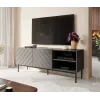 Spintelė AV/TV Cama Meble ABETO RTV ant juodo plieninio rėmo 150x42x60 cm grafito/glotnaus grafito