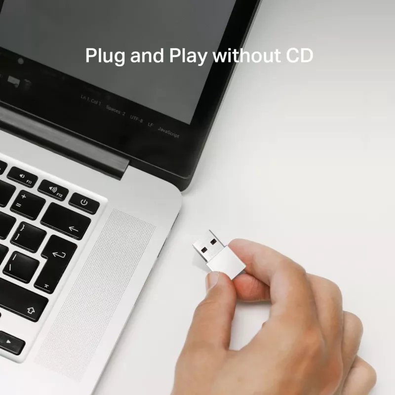 Belaidis USB adapteris MERCUSYS MA30N — dviejų juostų Wi‑Fi (2,4/5 GHz), 400/867 Mbps, USB 2.0, vidinė antena, balta