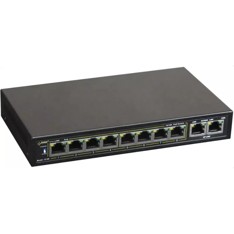 Tinklo jungiklis PULSAR S108 Fast Ethernet su PoE
