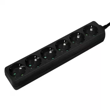 Prailginimo laidas LogiLink LPS238B 1,5 m 6 lizdų juodas
