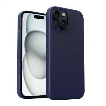 Apsauginis telefono dėklas Aukey PC-GJ10B, skirtas iPhone 15 Plus, audros mėlyna, plonas kraštų ir nugaros apsauga
