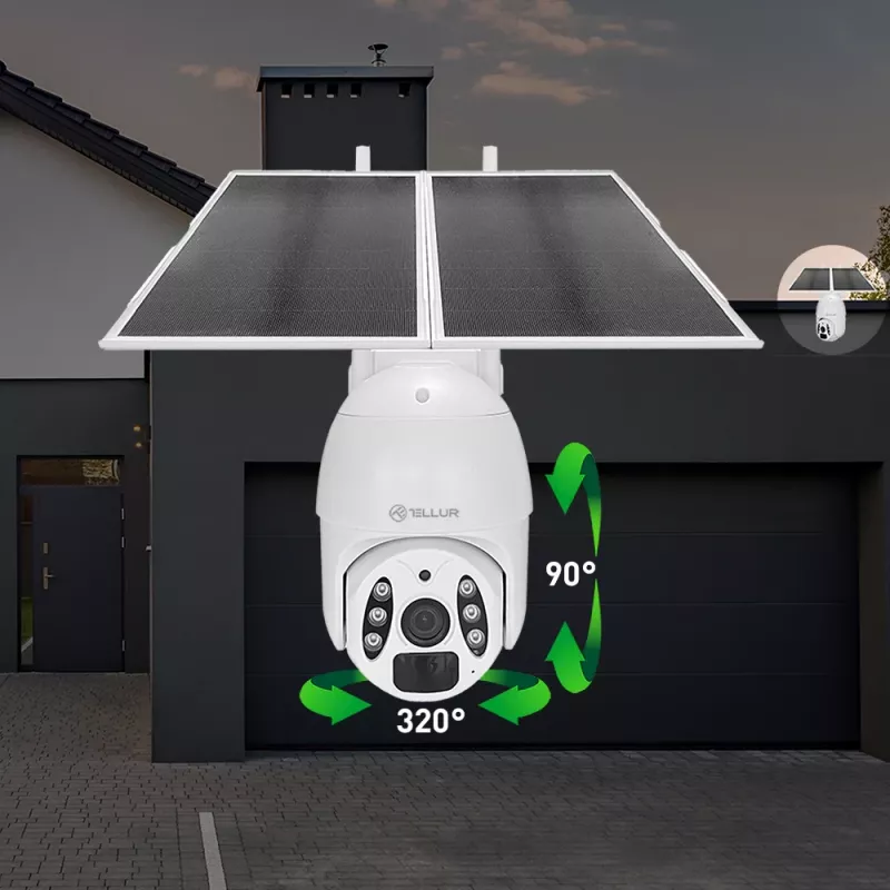 Tellur Smart WiFi Solar Camera P&T 3MP 2K UltraHD – belaidė saulės energijos stebėjimo kamera