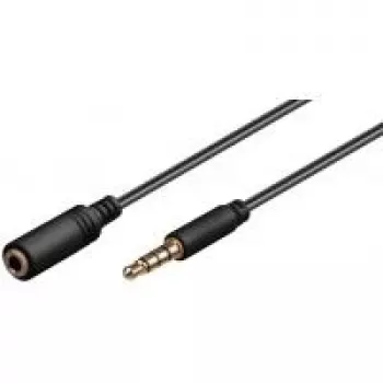 Wentronic Goobay 3,5 mm lizdo ilginimo laidas, juodas, 0,5 m - 3,5 mm kištukas (4 kontaktai, stereo) > 3,5 mm lizdas (4 kontaktai, stereo) (62476)
