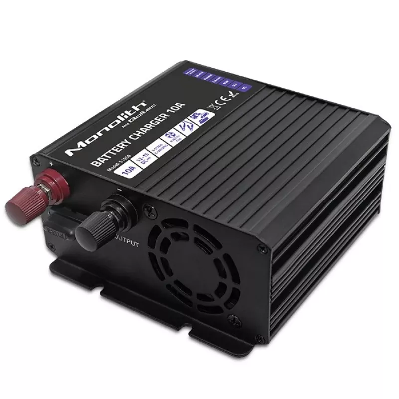 Qoltec Smart Monolith baterijų įkroviklis, skirtas LiFePO4 AGM GEL SLA baterijoms | 10A | 12V