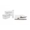 Vakuuminis indas ZWILLING 36807-007-0, plastikinis stačiakampis maisto indas, 1,1 l ir 2,3 l, sandariai užsidarantis dangtelis, išimamas, permatomas baltas