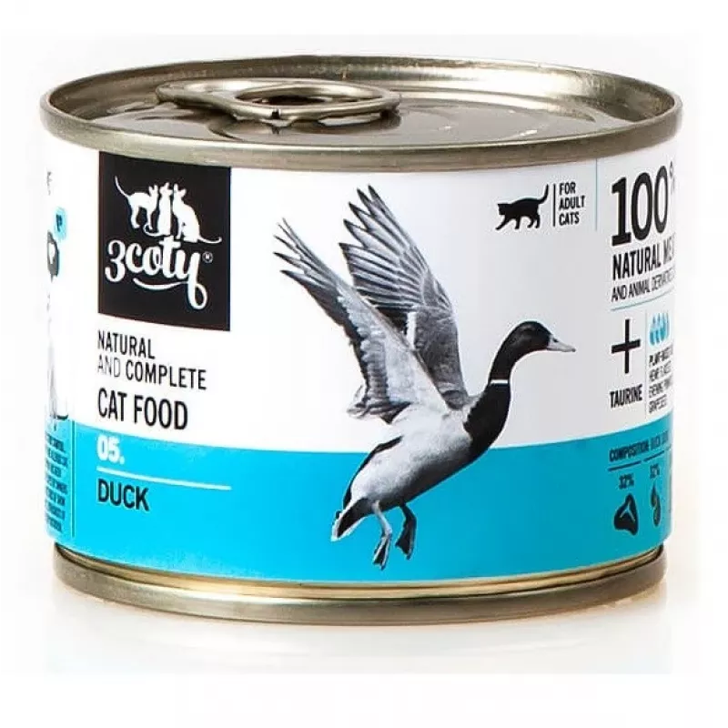 Šlapias ėdalas katėms 3coty Duck 180 g