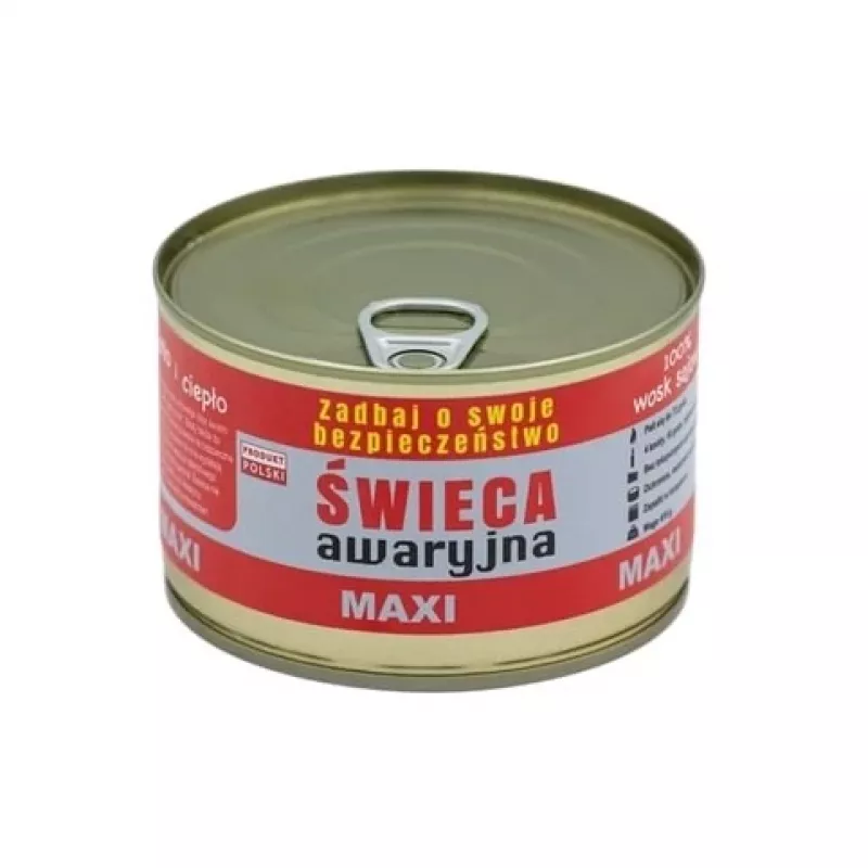 Išgyvenimo žvakė FULER HASKE Pro MAXI 410 g – natūralus sojų vaškas, 72 h degimo laikas, 99 mm × 65 mm, skardinėje