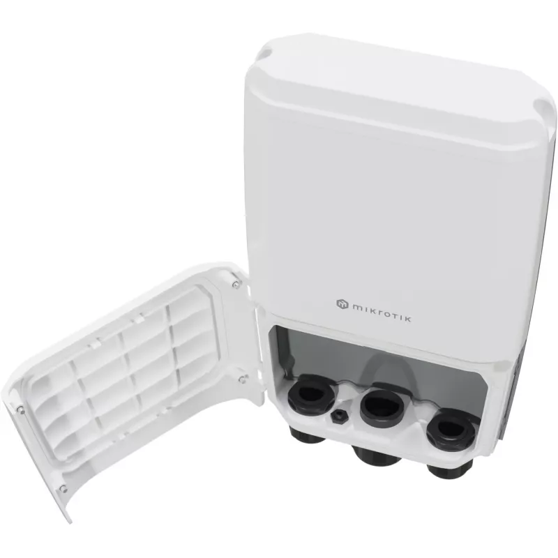 Valdomas jungiklis / maršrutizatorius „MikroTik FiberBox Plus“ (CRS305-1G-4S+OUT) – 4×10G SFP+, 1×Gigabit Ethernet, IP66, PoE-in
