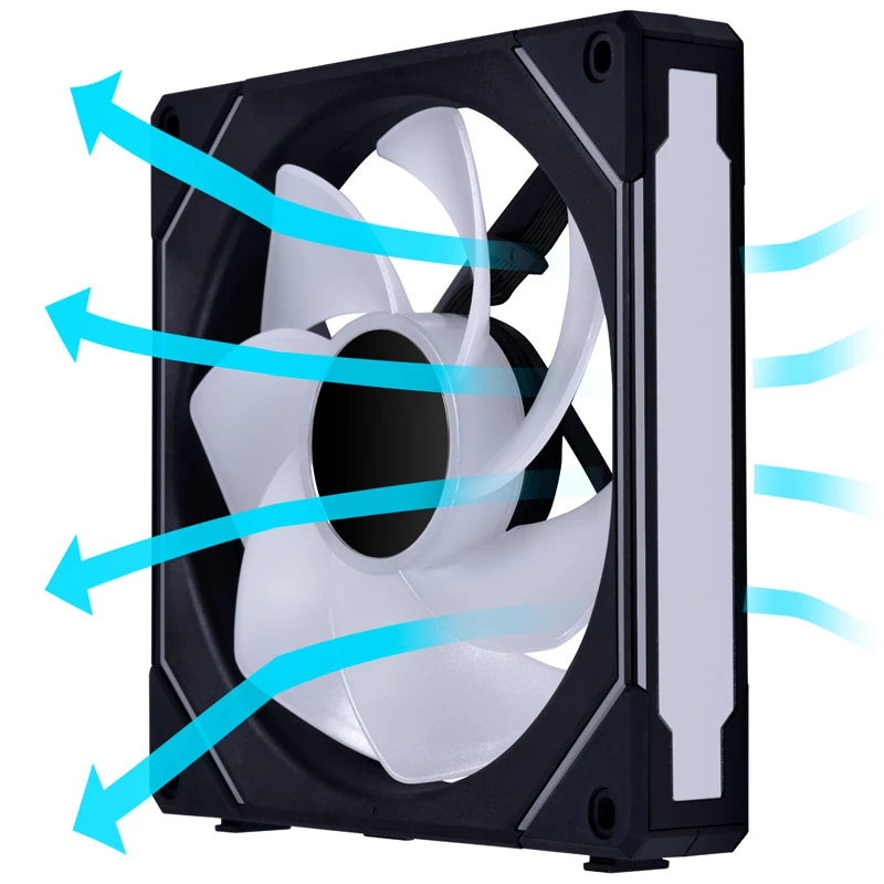 140 mm Lian Li UNI FAN SL-INF Reverse Blade RGB korpuso ventiliatorius, modelis UF-RSLIN140-1B