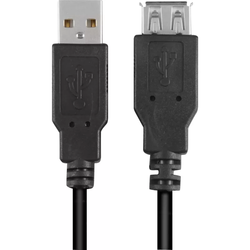 USB 2.0 ilginimo laidas, USB-A kištukas > USB-A lizdas (juodas, 3,0 m, dvigubai ekranuotas)