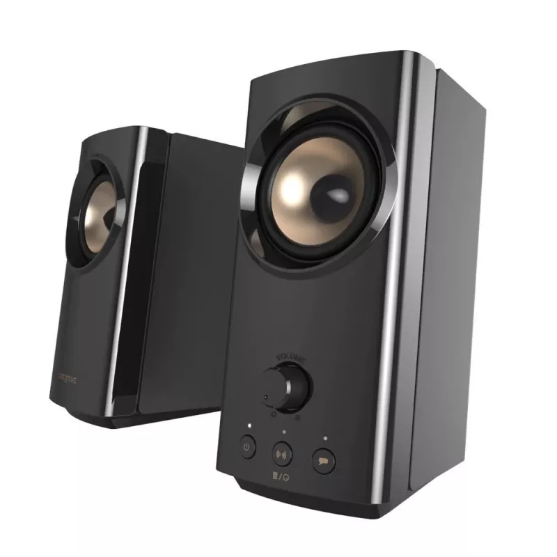 Kolonėlės CREATIVE T60 2.0 kompaktiniai Hi-Fi staliniai garsiakalbiai su aiškiu dialogu ir erdviniu garsu Sound Blaster, SmartComms Kit, USB-C garso ir mikrofono bei ausinių prievadais B