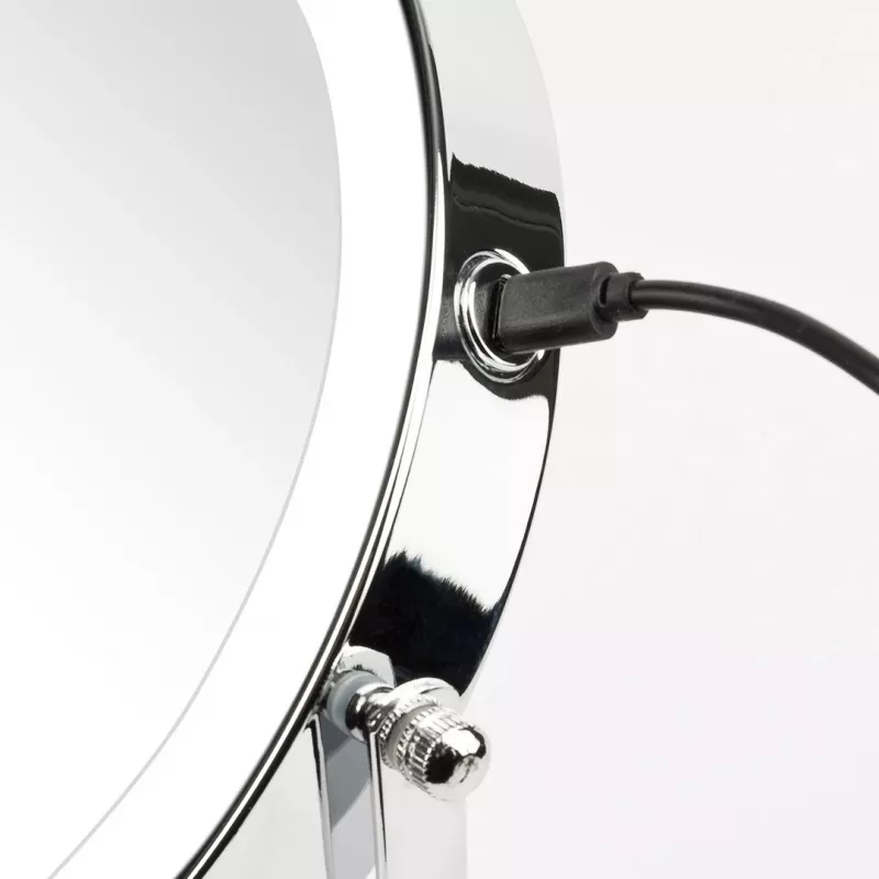 Stalo veidrodis Girmi BE02 – apvalus, nerūdijantis plienas, LED su lietimu, 1x/3x didinimas, įkraunamas per USB-C (1000 mAh)