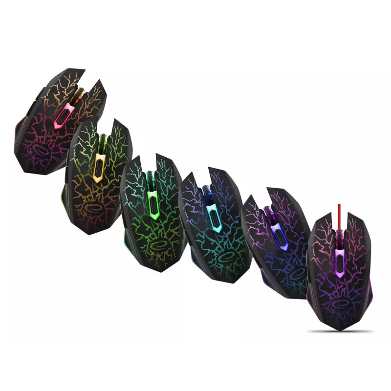 Esperanza MX211 LIGHTNING pelė - USB - laidinė - optinė - 6 mygtukai - juoda