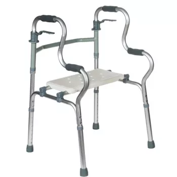 Reabilitacinis vaikštynė REHA FUND RF-133 3in1, aliuminio/plieno rėmas, reguliuojamas aukštis 81–99 cm, 2 ratai, sėdynė, max apkrova 100 kg