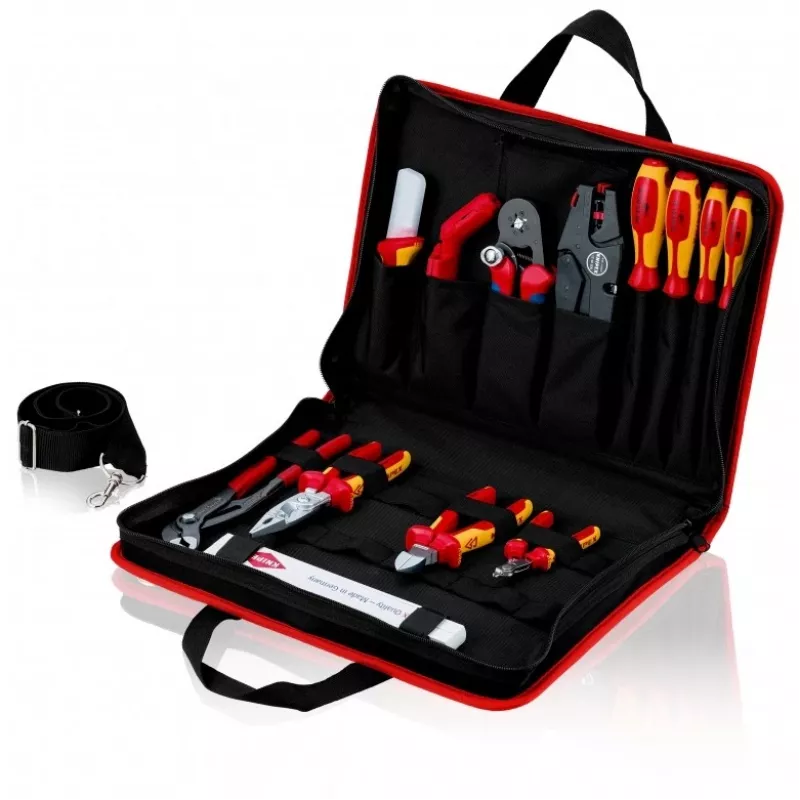 Knipex Tool Bag compact Electric juoda-raudona poliesteris 8 kišenės 410x290x60 mm 00 21 11