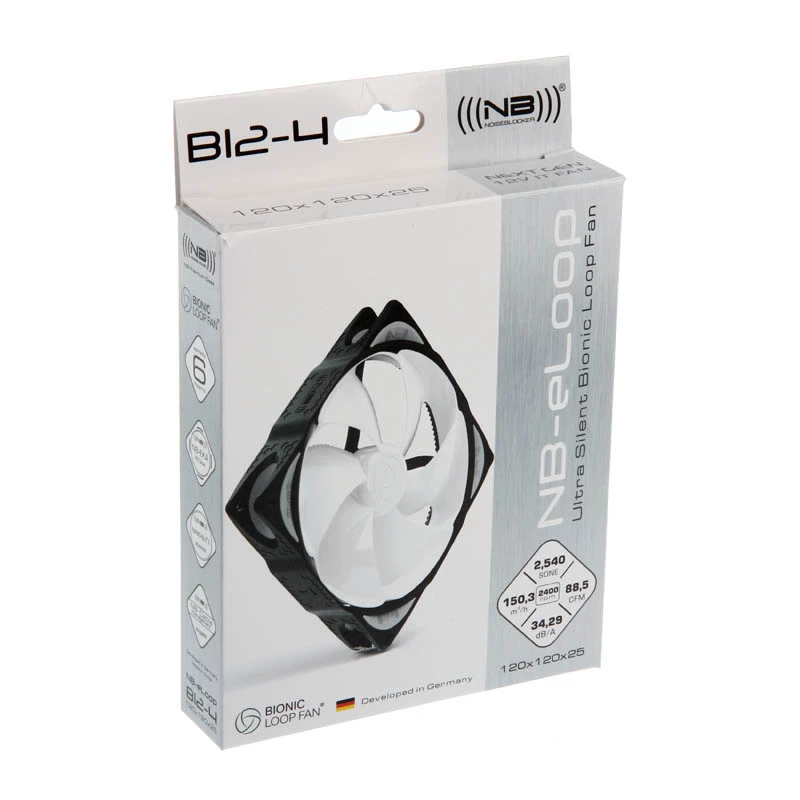 Kompiuterio ventiliatorius Noiseblocker eLoop B12-4, 120 mm, baltas