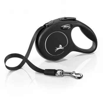 Ištraukiamas pavadėlis Flexi New Classic Cat XS 3 m – virvelinis pavadėlis mažiems augintiniams, juodas, maks. apkrova 8 kg