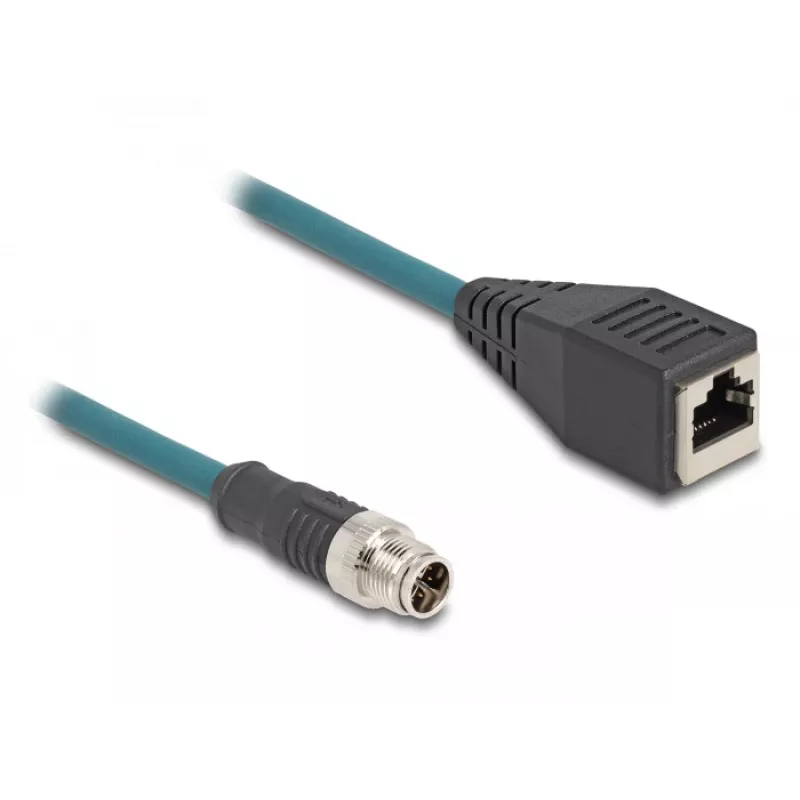 DeLOCK M12 adapterio kabelis X-coded 8 kontaktų kištukas į RJ45 lizdą 50 cm