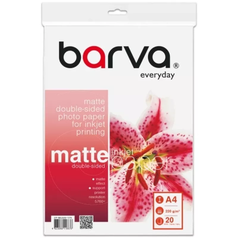 Barva BE220-175 fotopopierius A4 matinis 220 g/m² 20 lapų
