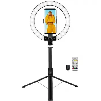 LogiLink išmaniojo telefono žiedinė šviesa su selfie lazda ir trikoju, 20 cm (AA0156)