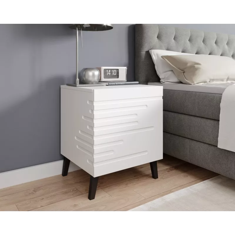 Naktinis staliukas cama meble NOVA su 1 stalčiumi 44×40×52 cm, baltas matinis