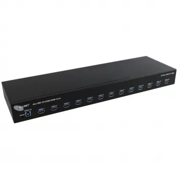 USB 3.0 mazgas ALLNET ALL-RM-19-USB3-HUB-13-A – 13 prievadų, montuojamas į stelažą, 48,30 cm